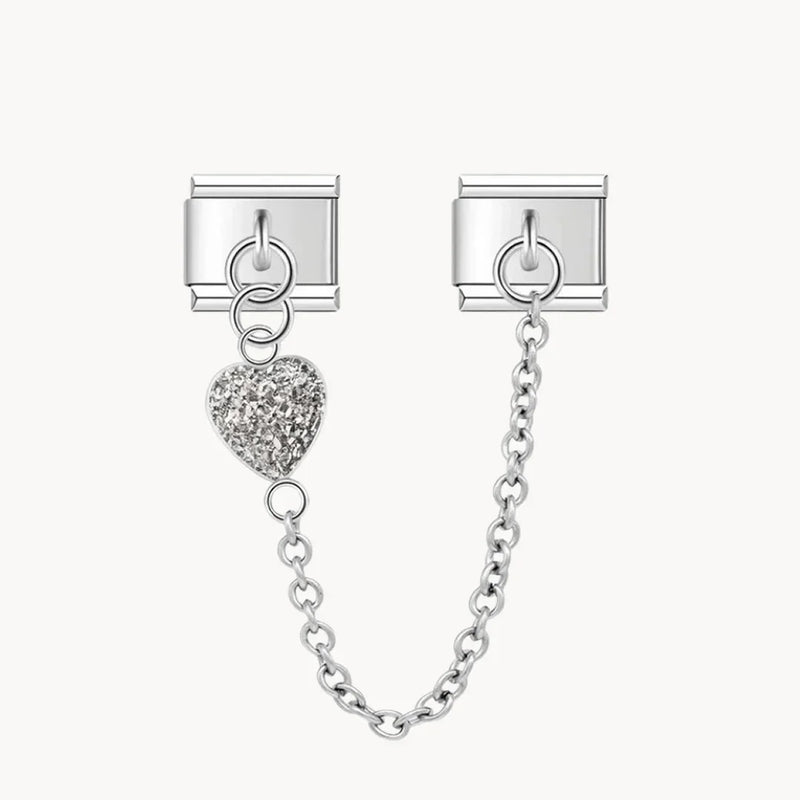 Double charms with chain and heart