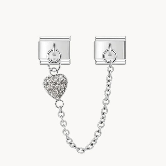 Double charms with chain and heart